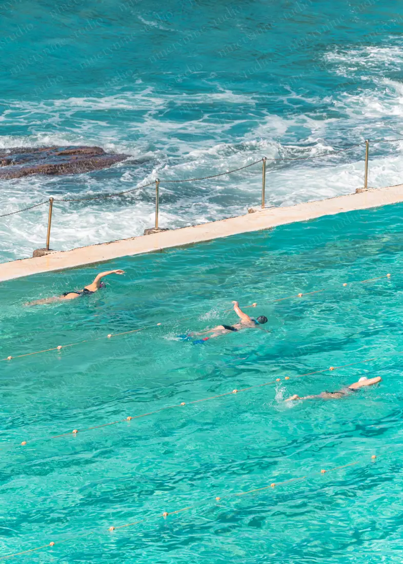 Swimmers in Lanes — Bondi Icebergs — Sydney, Australia