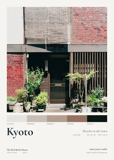 붉은 벽돌의 집 — 일본 교토 골목의 자전거