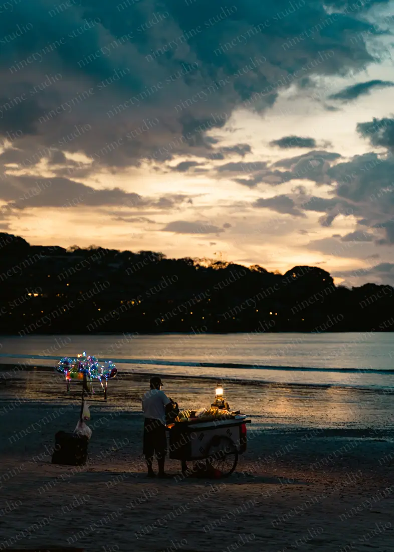 Lantern on the Cart — Sea at Sundown — Bali, Indonesia